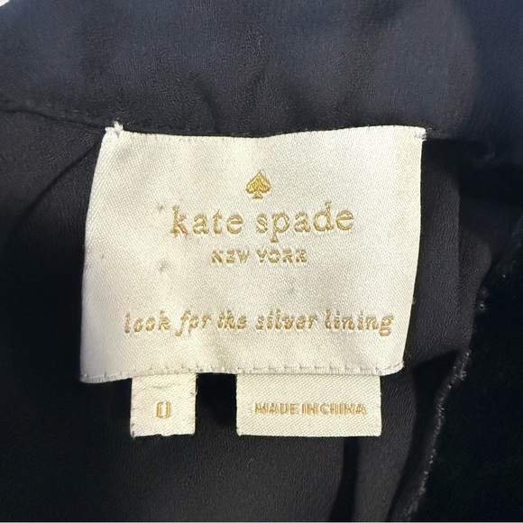 KATE SPADE Black Velvet Trim Bow Tie Neckline Wide Crop Pants Jumpsuit 0 - Picture 13 of 14